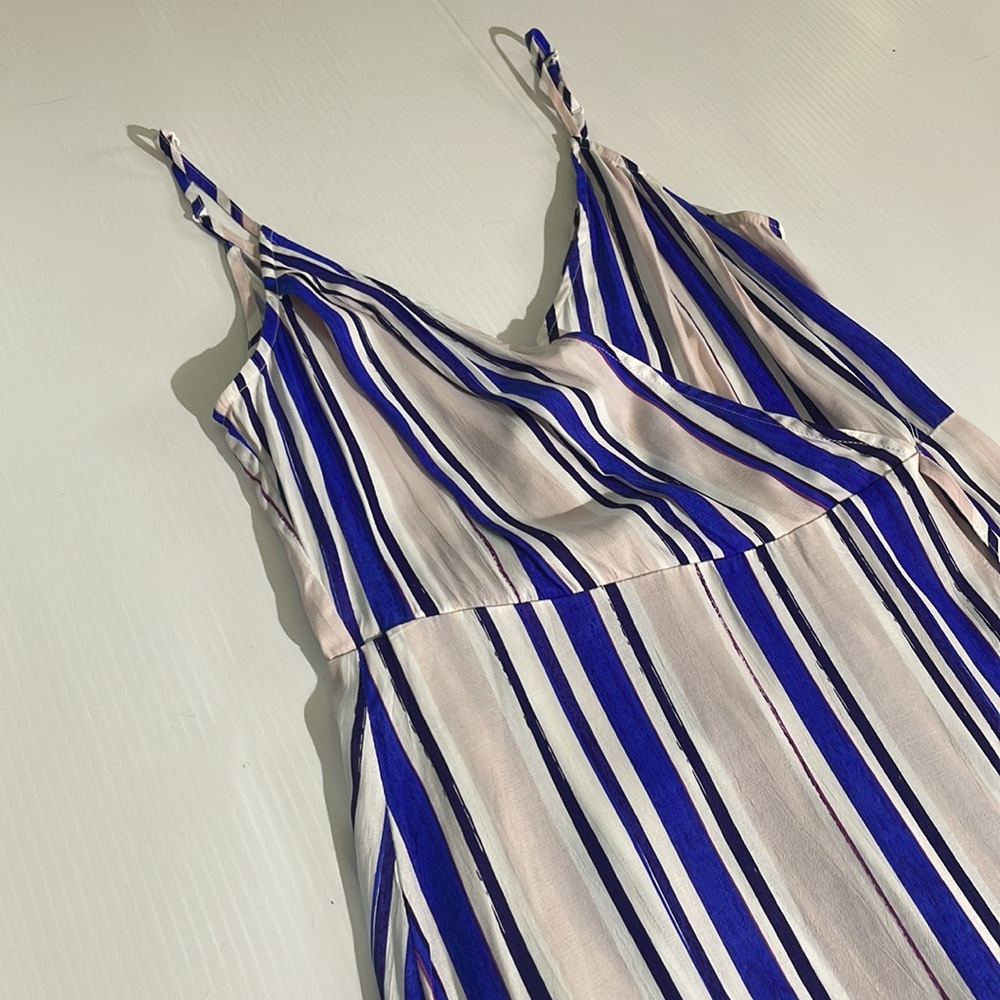 NWT Astr the Label Spaghetti Strapped Hi-Low Blue Stripped Dress